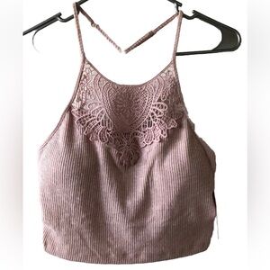 SO Ribbed Crocheted Cami With Bra Size Small Juniors Stretch Women New